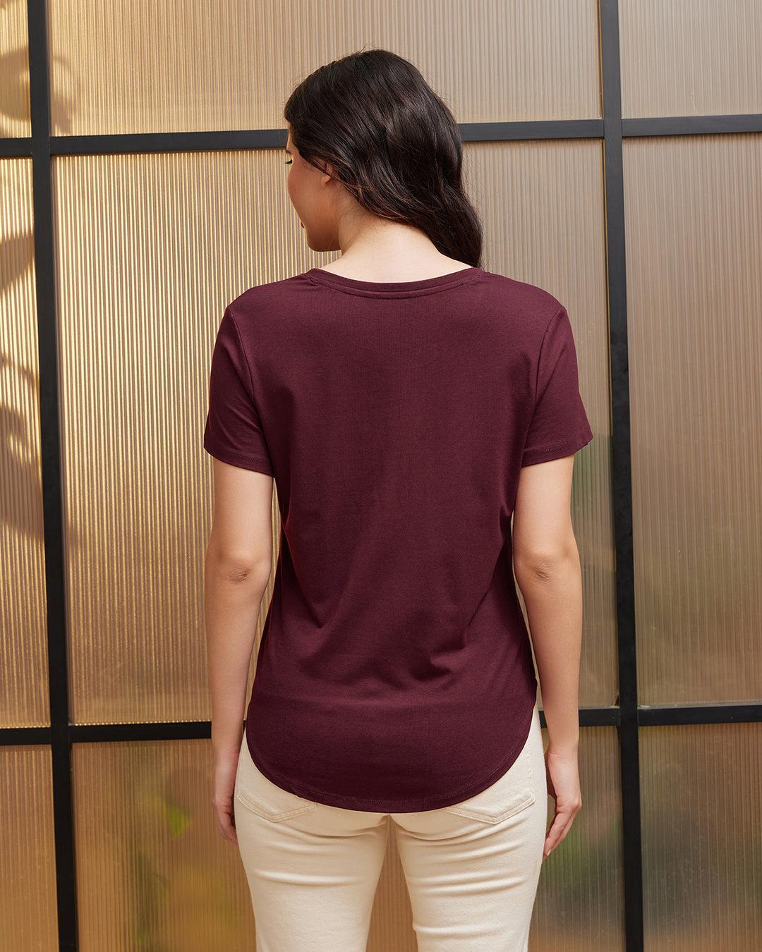 Cranberry Bamboo Crew Neck
