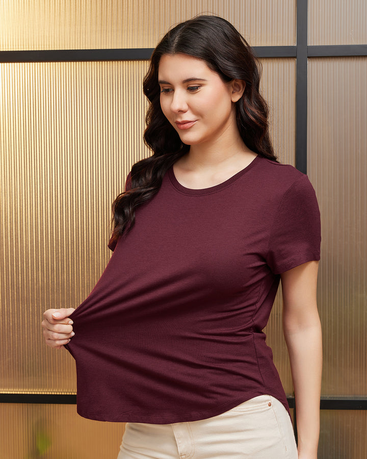 Cranberry Bamboo Crew Neck