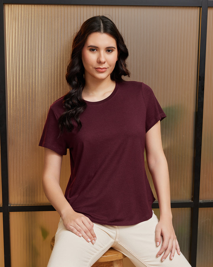 Cranberry Bamboo Crew Neck