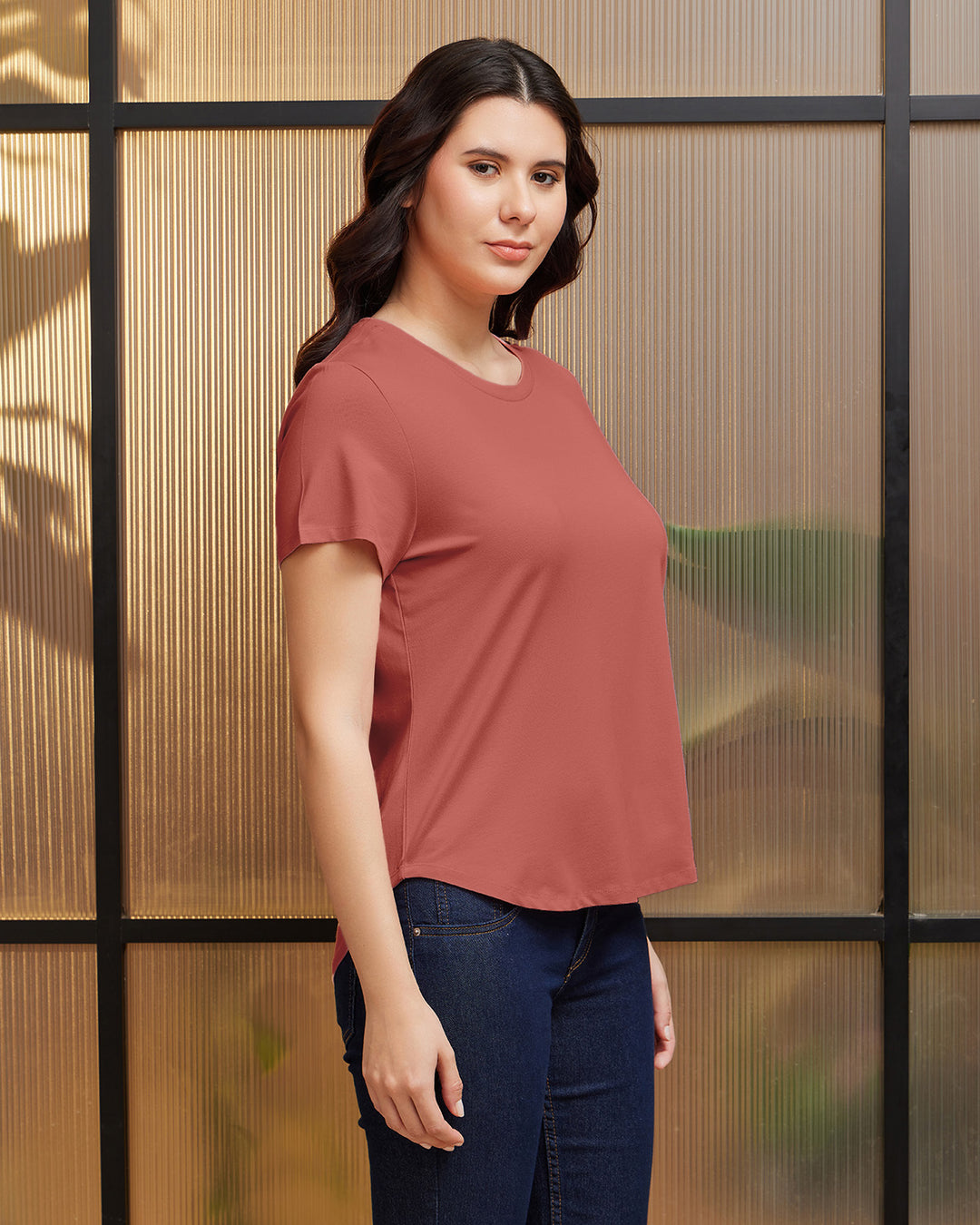 Dusky Rust Bamboo Crew Neck