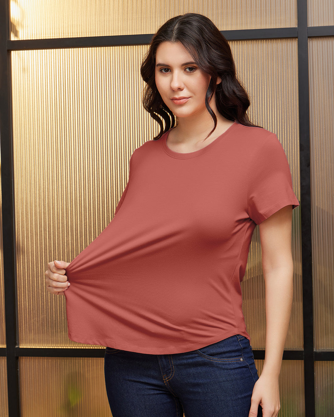 Dusky Rust Bamboo Crew Neck