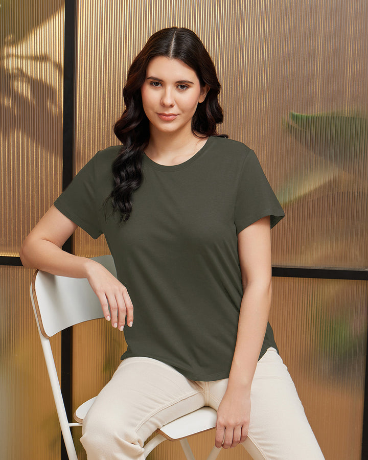 Muted Moss Bamboo Crew Neck