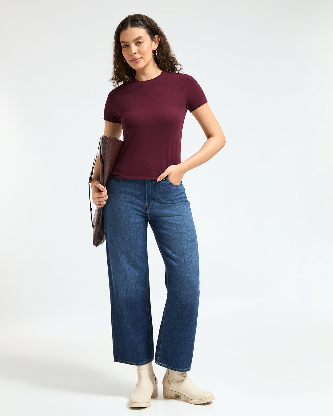 Bamboo Classic Crew - Cranberry