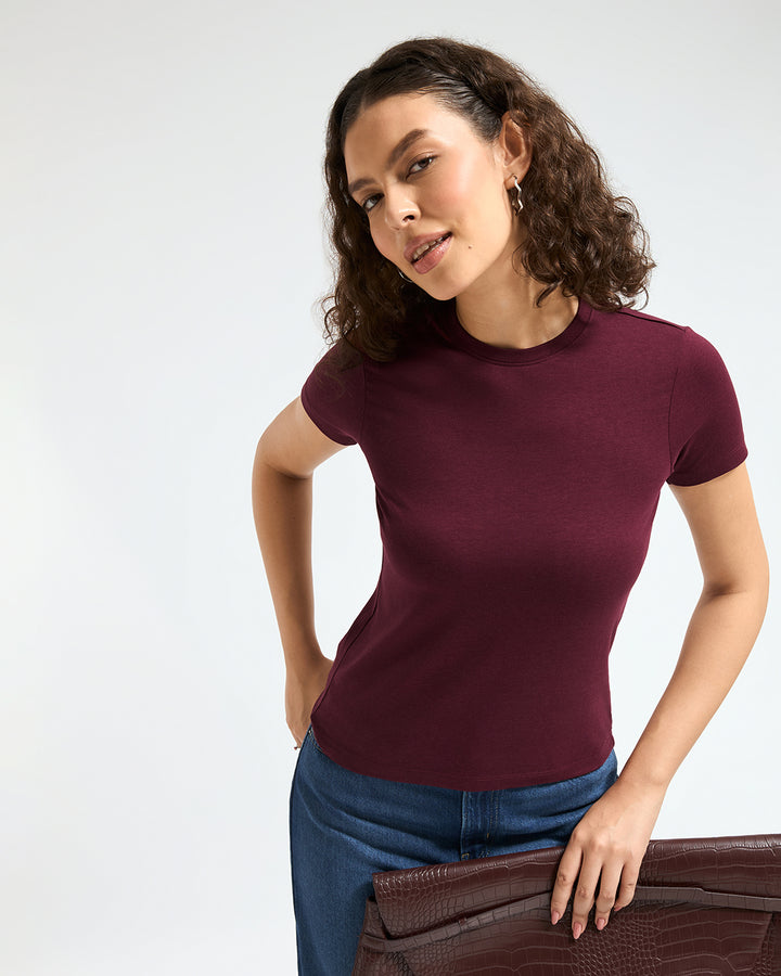 Bamboo Classic Crew - Cranberry
