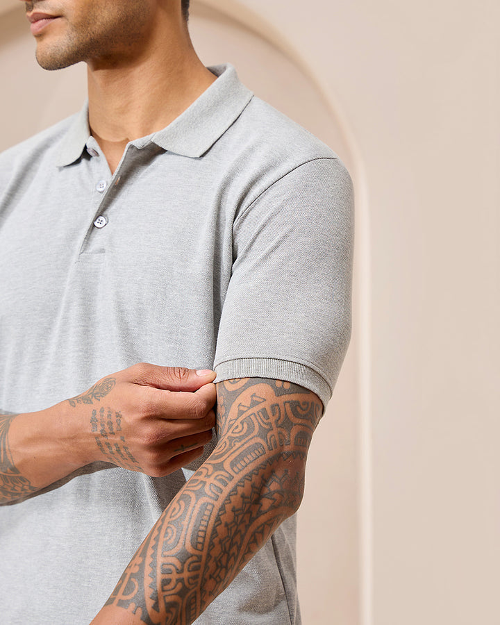 Grey Melange Luxe Polo