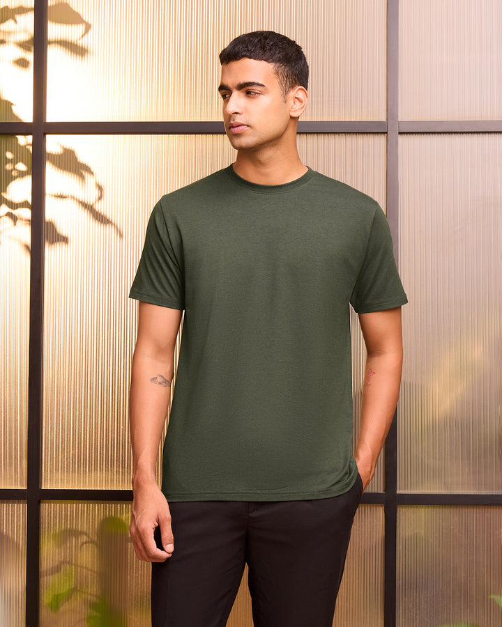 Camo Olive Bamboo Crew Neck