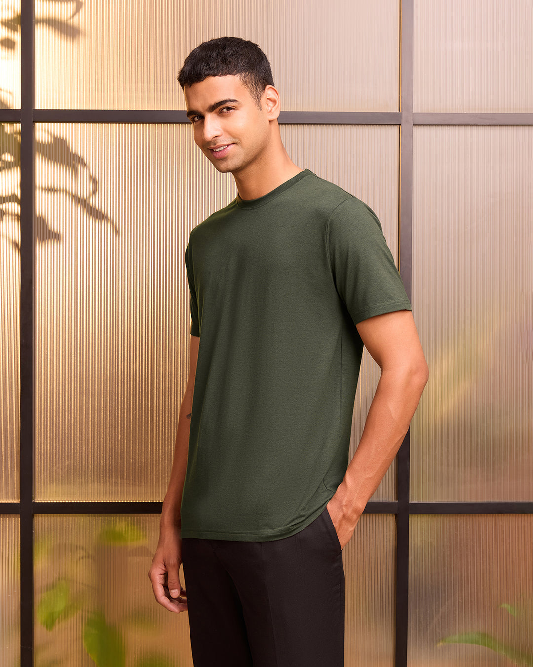 Camo Olive Bamboo Crew Neck
