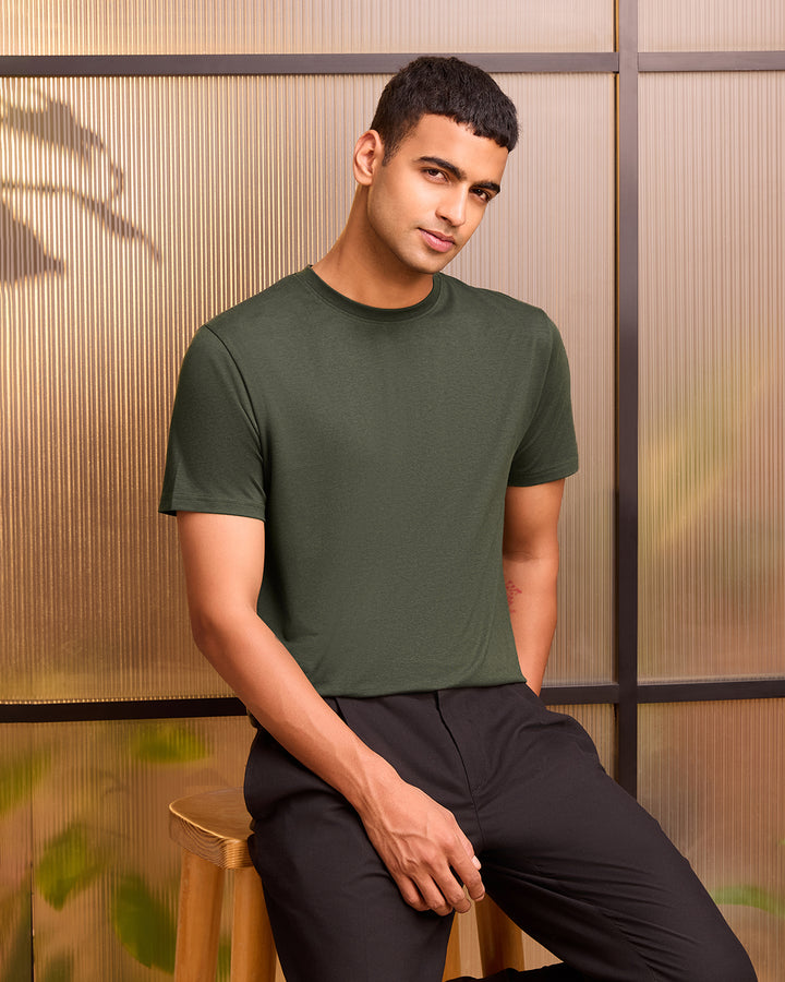 Camo Olive Bamboo Crew Neck