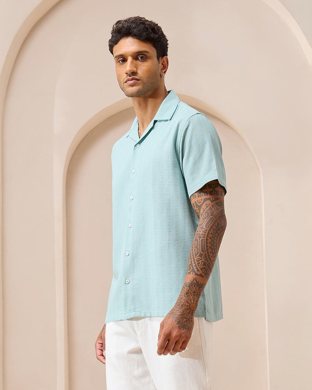 Aqua Breeze - Cuban Collar Shirt