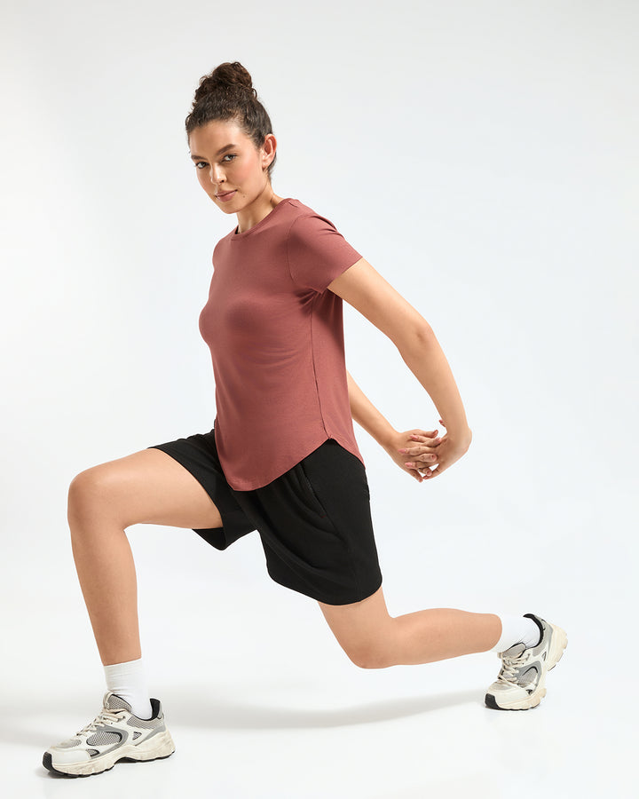 Bamboo Lounge T-Shirt - Dusky Rust