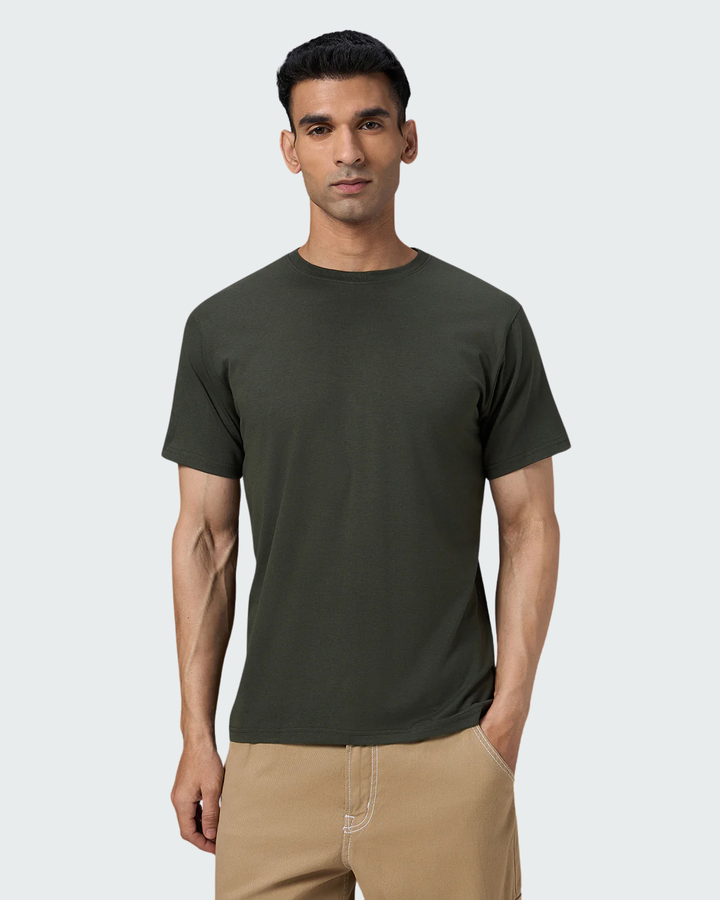 Bamboo Crew Neck - Camo Olive