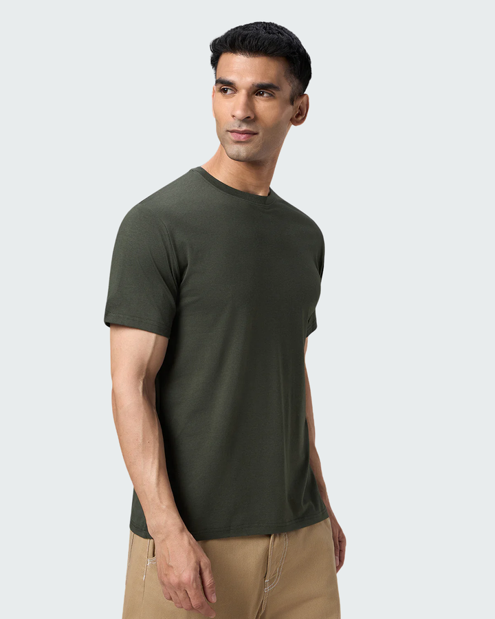 Bamboo Crew Neck - Camo Olive