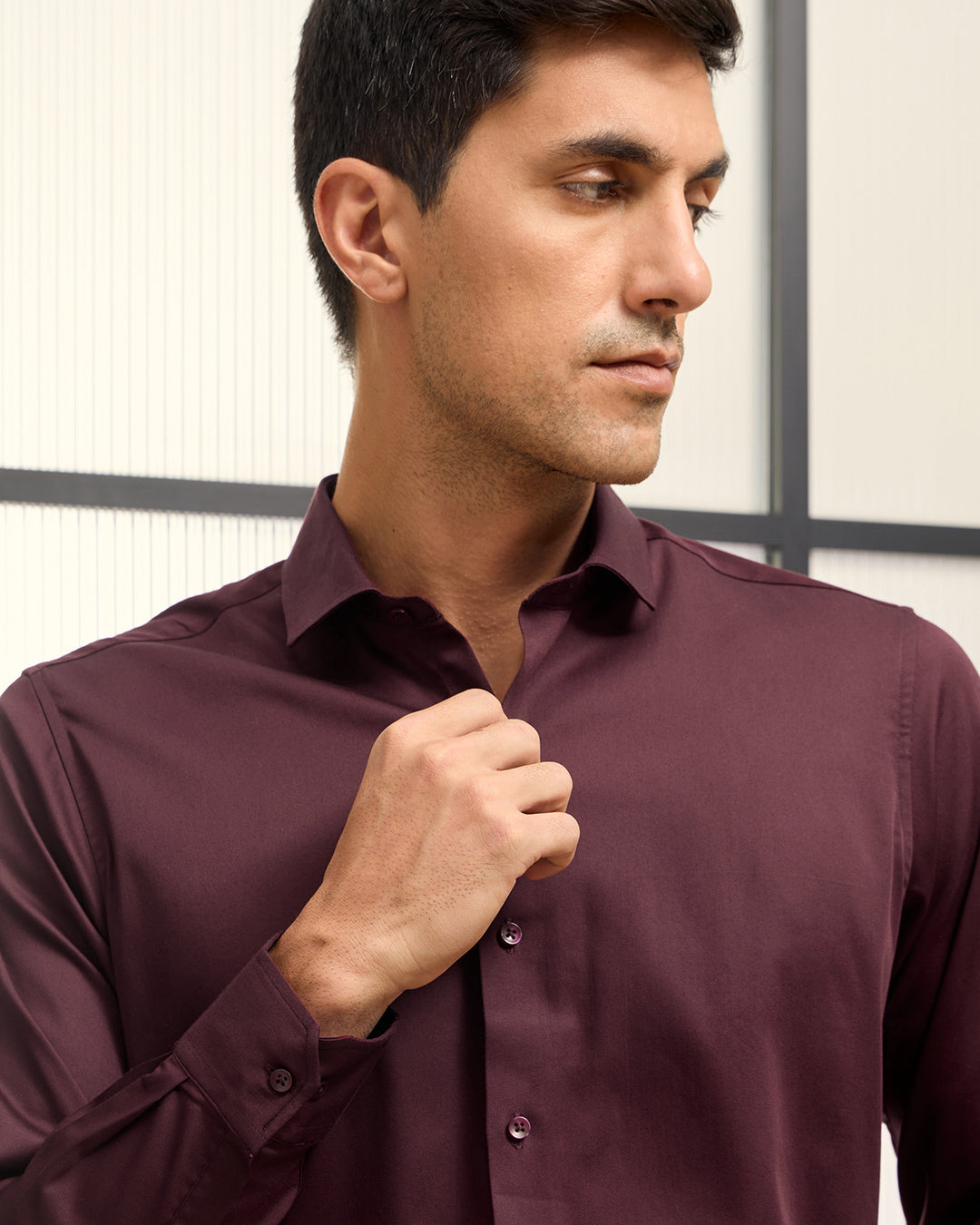 Cabernet - Satin Stretch Fit Shirt