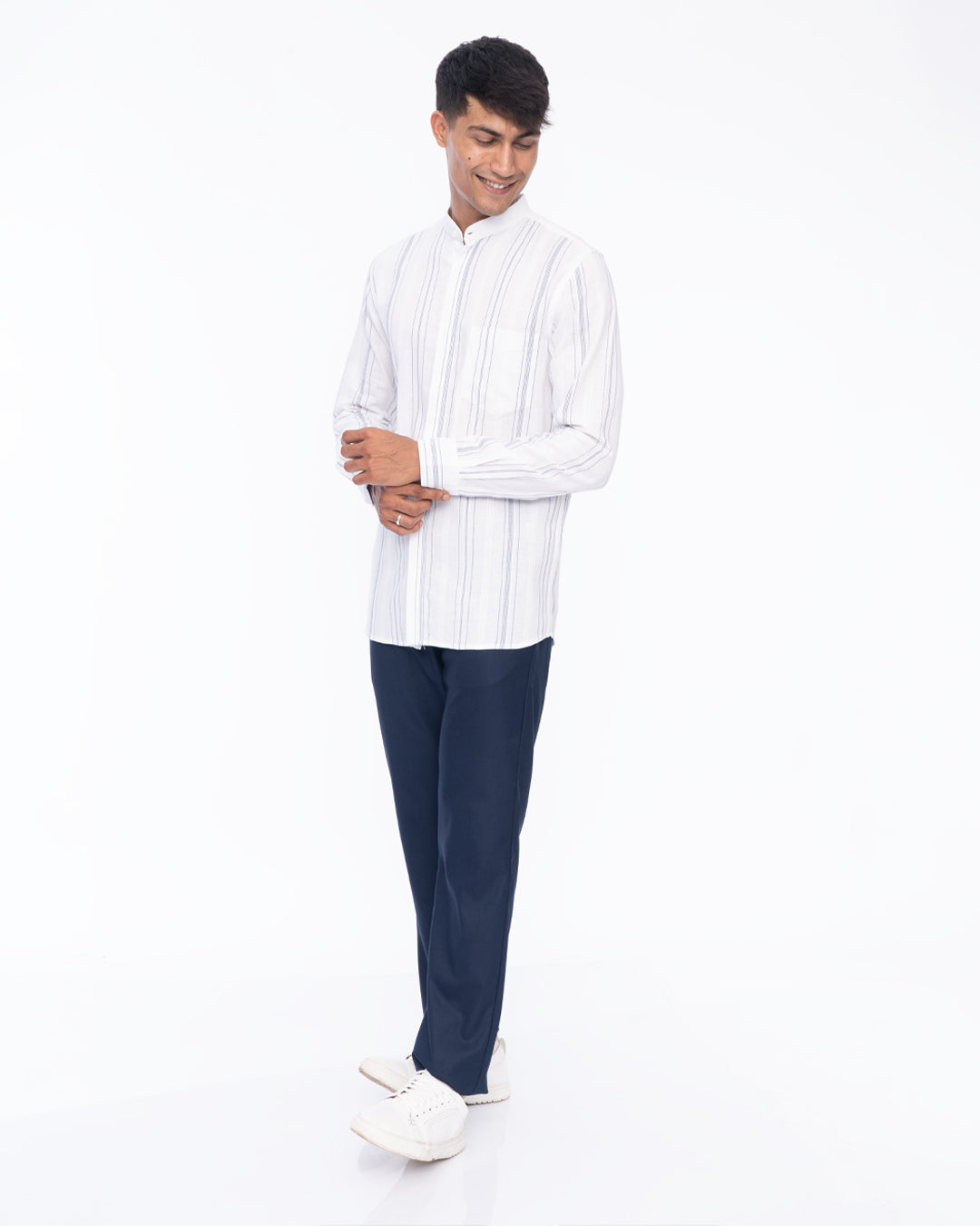 Lightweight breathable Mandarin White Collar Shirt for men, casual shirt