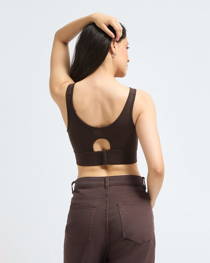 Bamboo Wireless Padded Lounge Bra - Choco Luxe