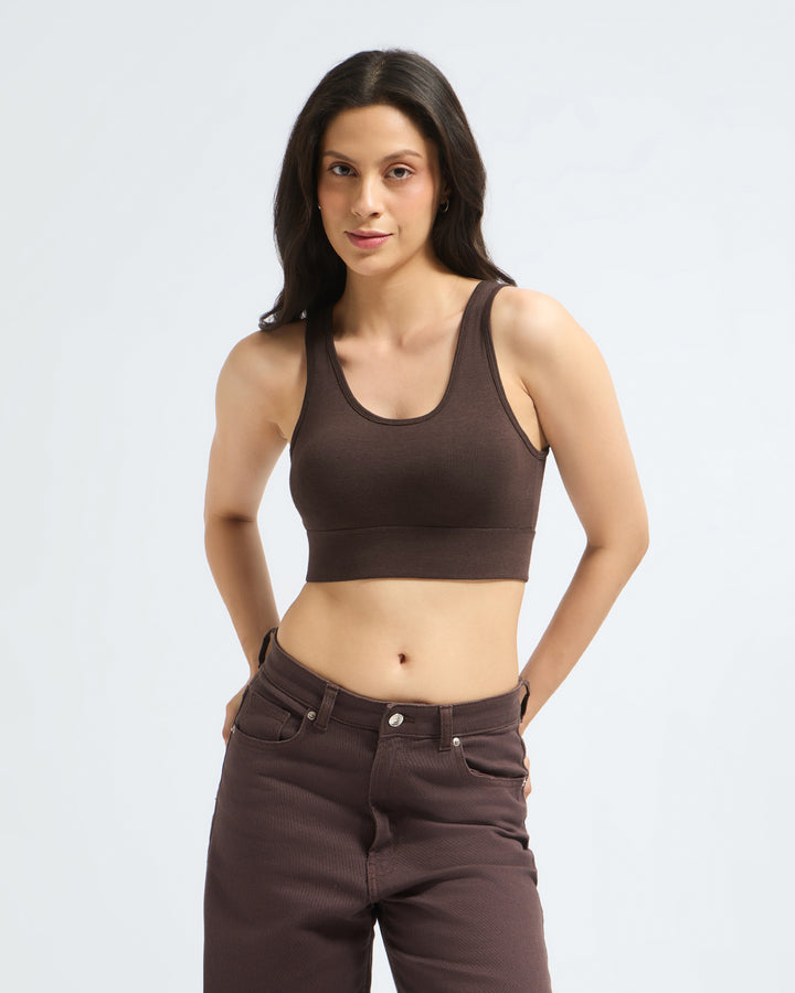 Bamboo Wireless Padded Lounge Bra - Choco Luxe
