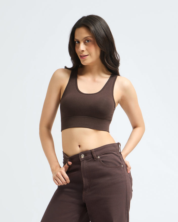 Bamboo Wireless Padded Lounge Bra - Choco Luxe