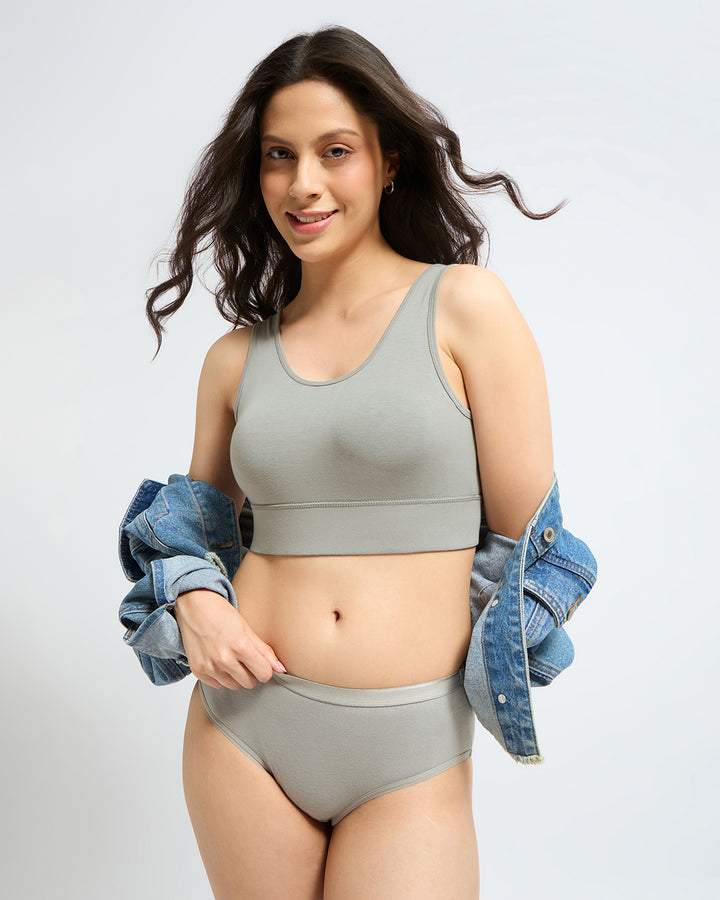 Bamboo Wireless Padded Lounge Bra - Clay