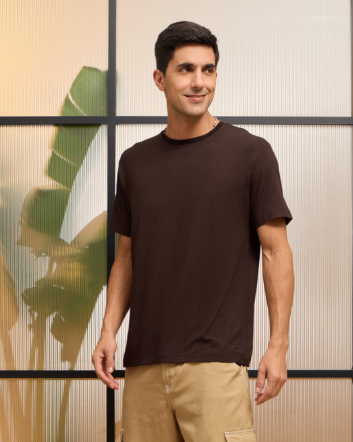 Wellbi Bamboo T-Shirt for Men with a modern crew neck design, offering breathability and comfort for active lifestyles.