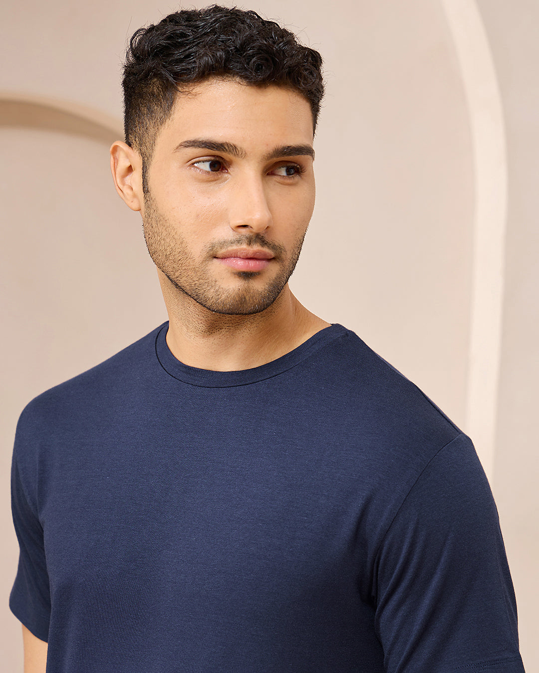 Wellbi Bamboo T-Shirt for Men in a stylish crew neck, crafted with soft, breathable bamboo fabric for a comfortable fit.