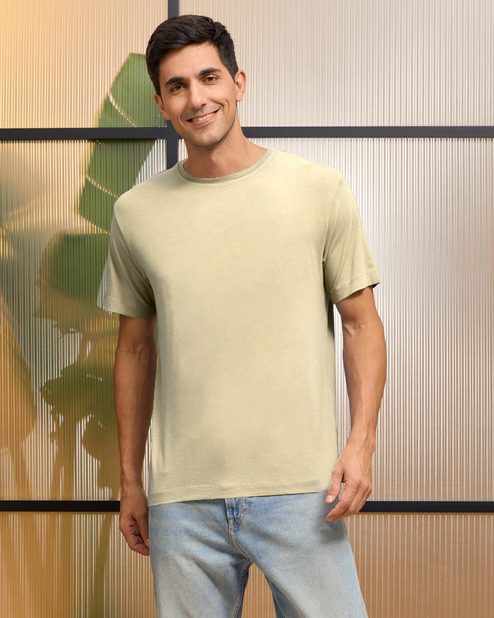 Wellbi Bamboo T-Shirt for Men in navy blue, crafted from soft, breathable bamboo fabric for comfort during any activity.