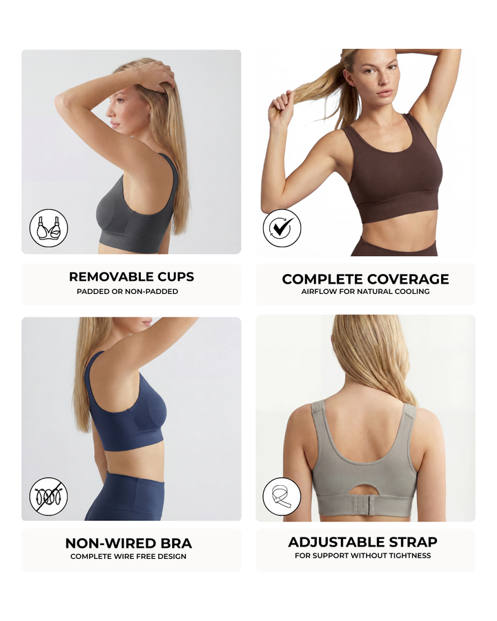 Bamboo Wireless Padded Lounge Bra - Beige