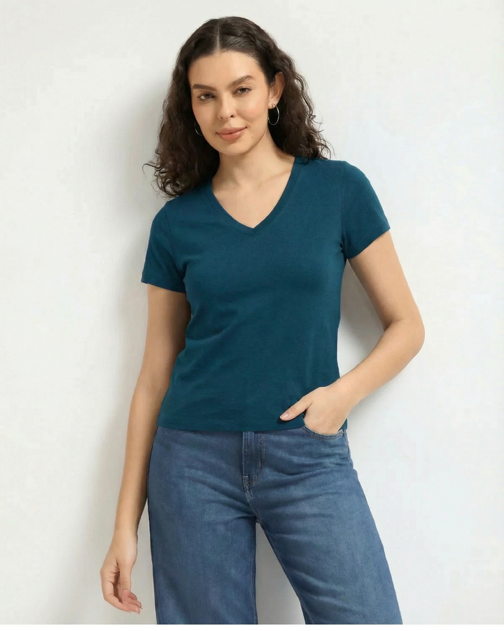 Bamboo V-Neck - Teal