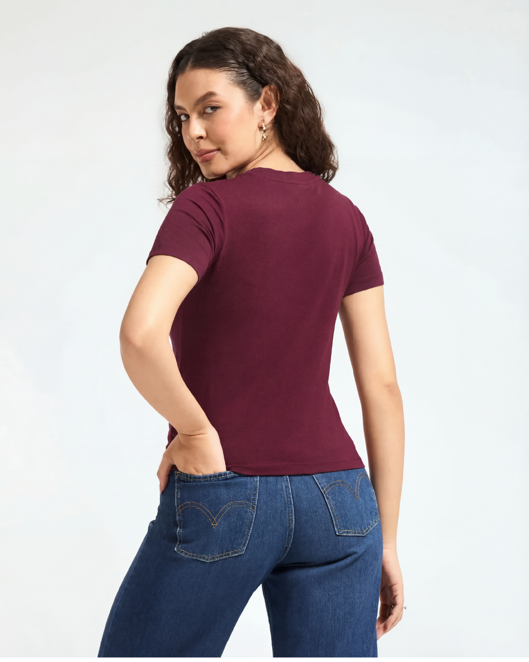 Bamboo V-Neck - Cranberry