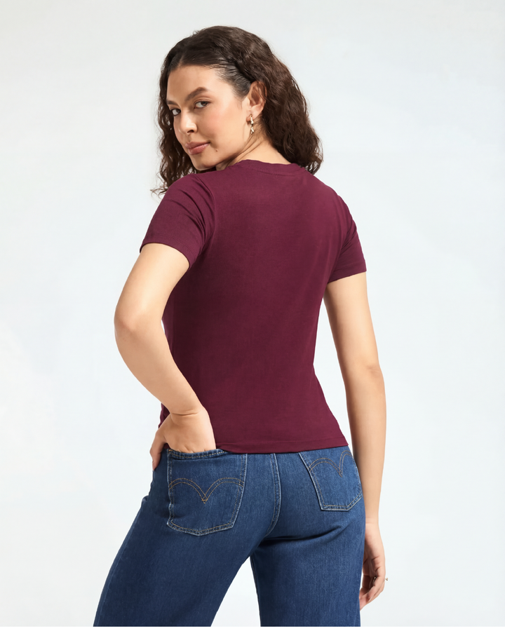 Bamboo V-Neck - Cranberry