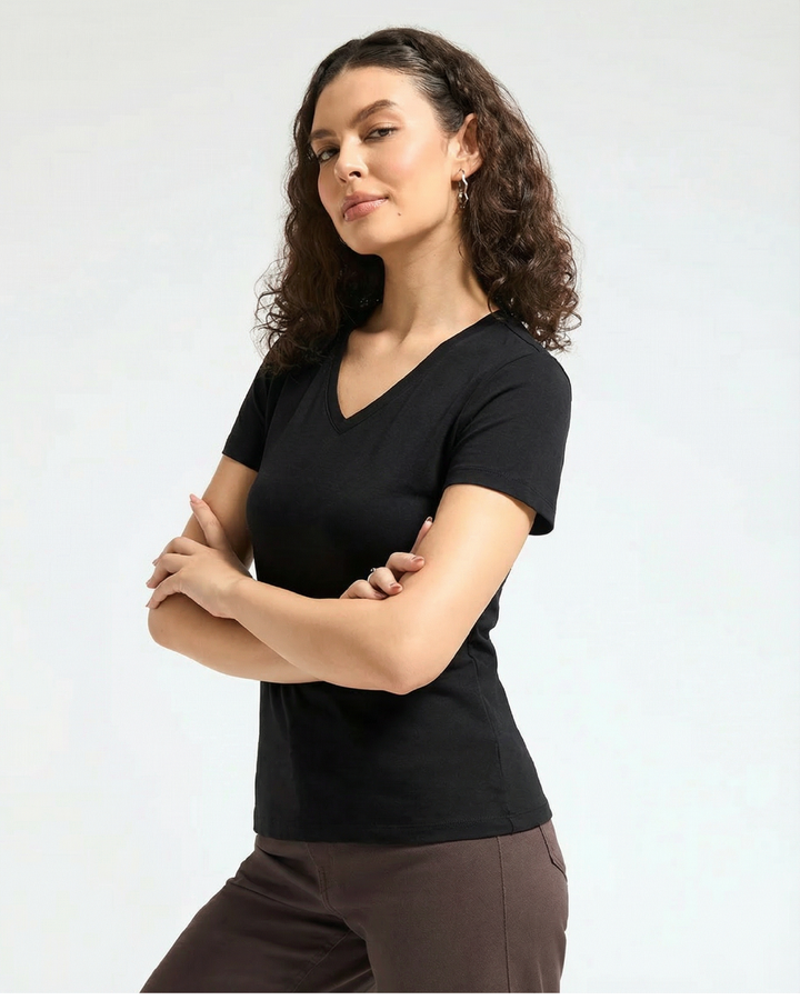 Bamboo V-Neck - Ebony