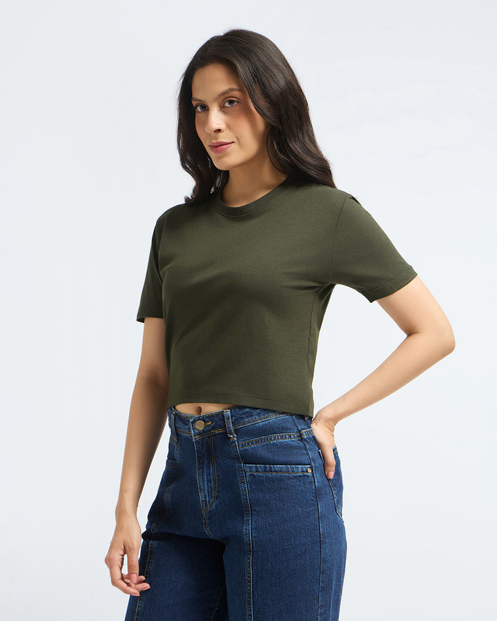 Bamboo Crop Top - Muted Moss