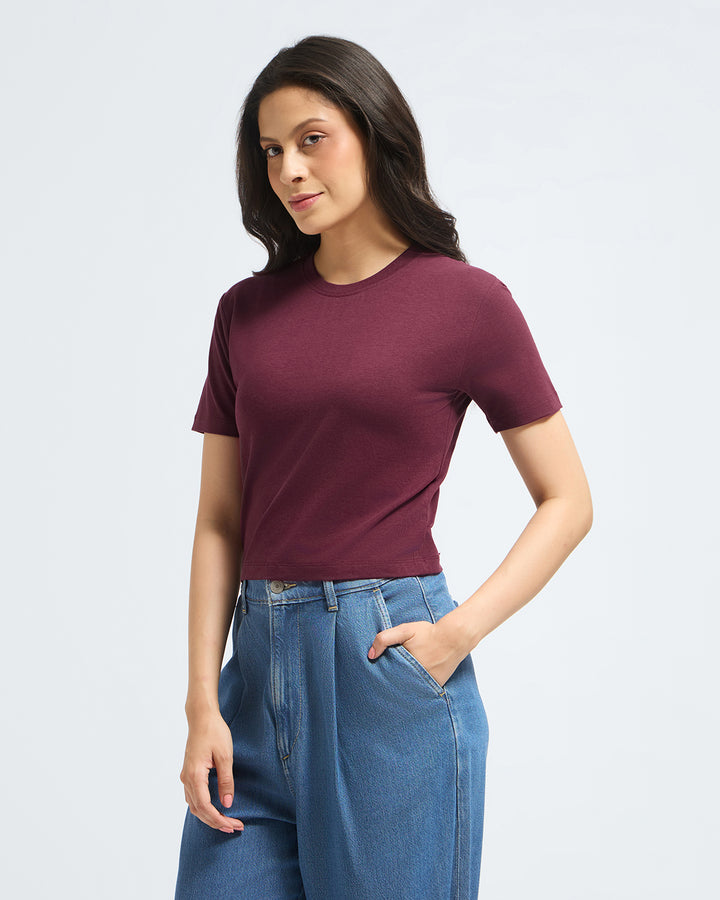 Bamboo Crop Top - Cranberry