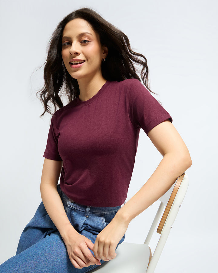 Bamboo Crop Top - Cranberry