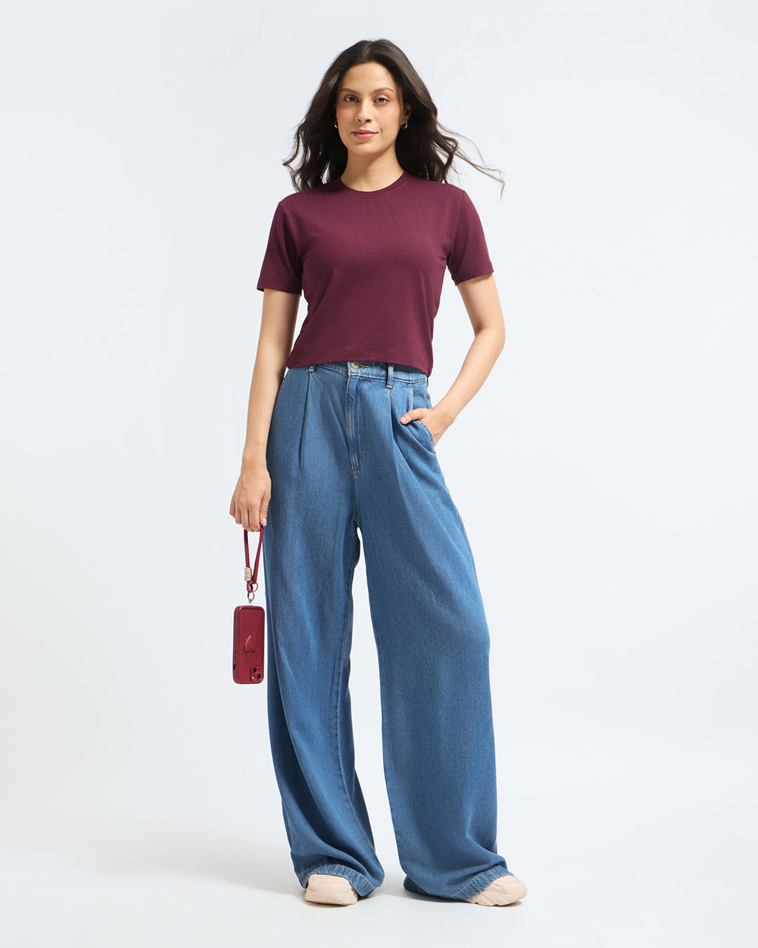 Bamboo Crop Top - Cranberry