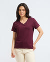 Bamboo V-Neck - Cranberry