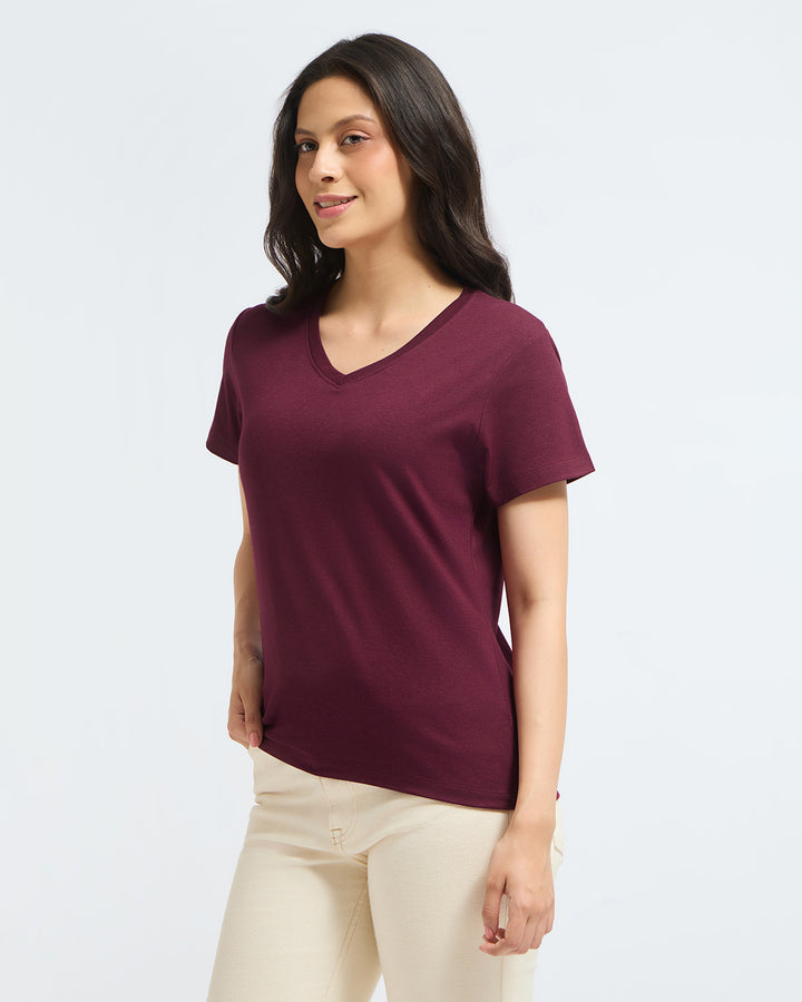Bamboo V-Neck - Cranberry